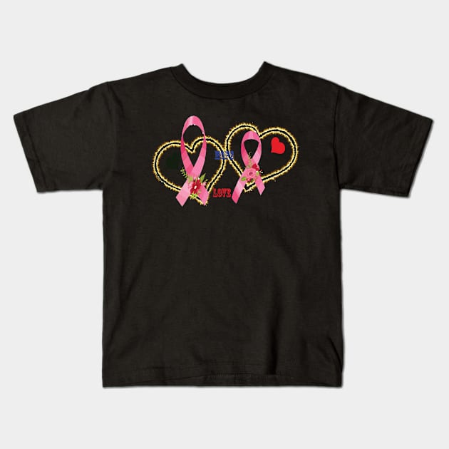 Breast Cancer, Pink Ribbon Kids T-Shirt by busines_night